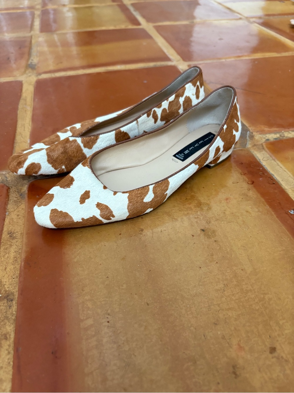 Steven by Steve Madden Bantry Cow Print Calf Hair Pointed Toe Flats 8